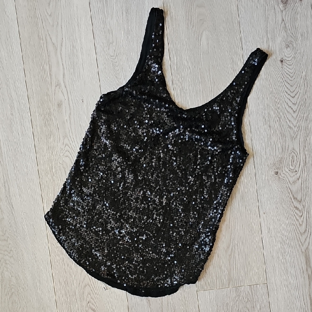 Talula Black Sequin Tank,‎ XS